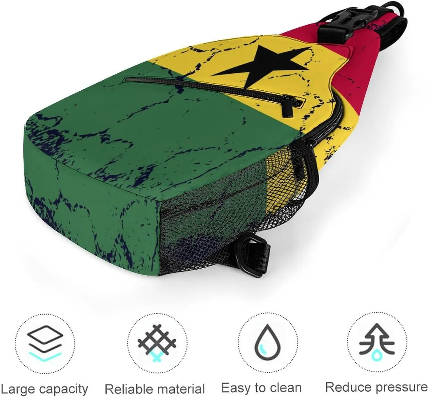 Greenland Flag Grunge Design Sling Bag Crossbody Chest Bag Shoulder Bag For Travel Hiking Cycling Camping