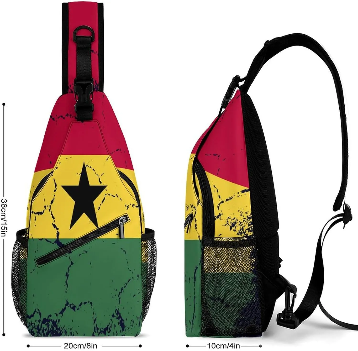 Greenland Flag Grunge Design Sling Bag Crossbody Chest Bag Shoulder Bag For Travel Hiking Cycling Camping