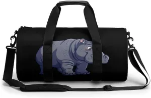 Grey Hippo Novelty Large Duffel Bag Lightweight Gym Bag Travel Tote Bags