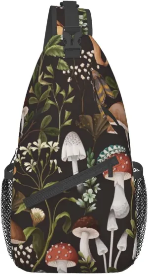 GTEVUTS Autumn Mushrooms Crossbody Bags Sling Bag for for Women Men, Cute Fashion Chest Bag Casual Small Shoulder Bags Travel Hiking Cycling Gym Sport Lightweight Daypack Adult Backpack