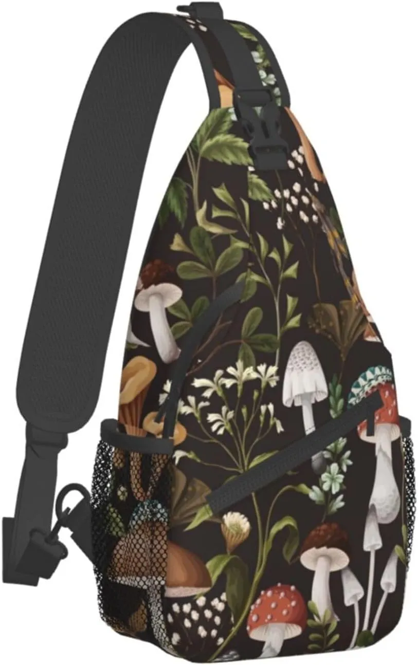 GTEVUTS Autumn Mushrooms Crossbody Bags Sling Bag for for Women Men, Cute Fashion Chest Bag Casual Small Shoulder Bags Travel Hiking Cycling Gym Sport Lightweight Daypack Adult Backpack
