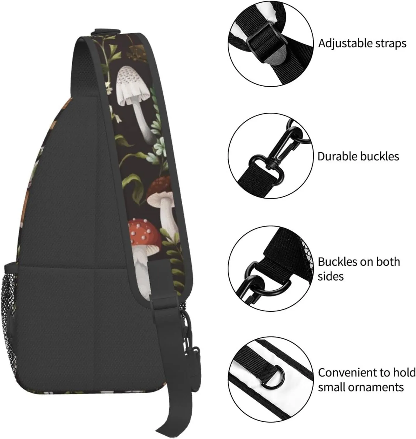 GTEVUTS Autumn Mushrooms Crossbody Bags Sling Bag for for Women Men, Cute Fashion Chest Bag Casual Small Shoulder Bags Travel Hiking Cycling Gym Sport Lightweight Daypack Adult Backpack