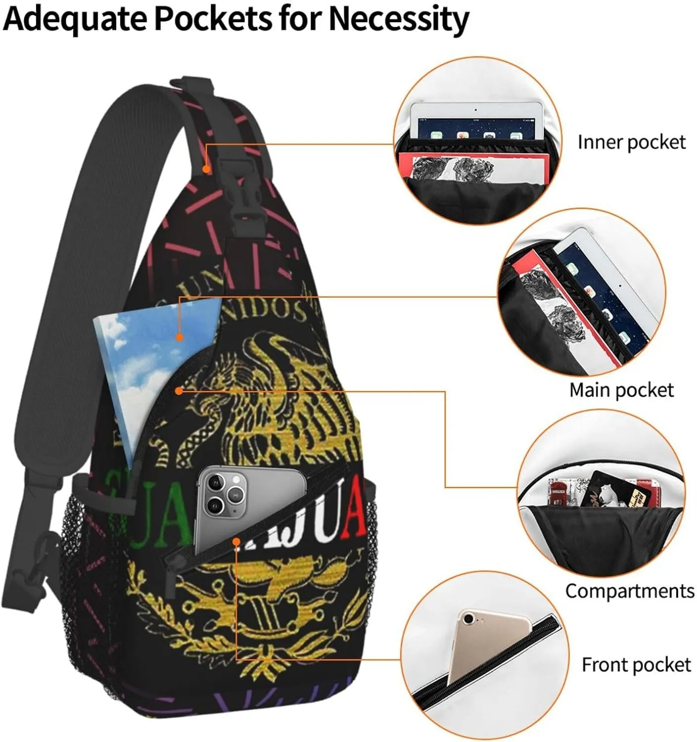 Guanajuato Crossbody For Men Women Sling Chest Bag Shoulder Bag Lightweight One Strap Backpack Multipurpose Travel Hiking Daypack
