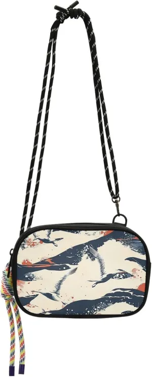 Gull Dark Blue Coastal Nature Mini Crossbody Bag Mens Fashion with Credit Card Slots Nylon Small Crossbody Phone Bag For Hiking Traveling
