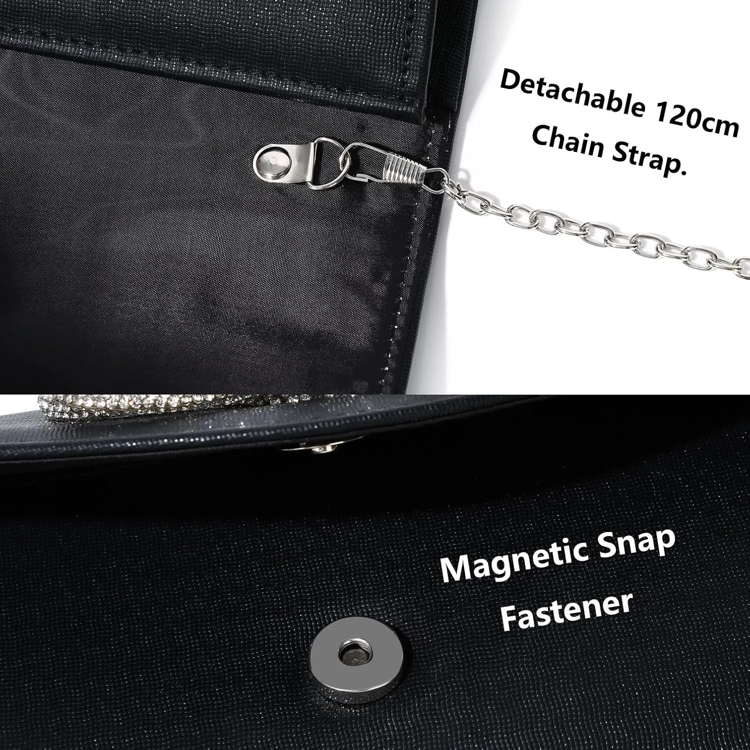 Gurina Evening Clutch Purses for Women Formal Party Clutch Bags Cocktail Prom Shoulder Handbags Shiny Crystal Bow Flap Purses