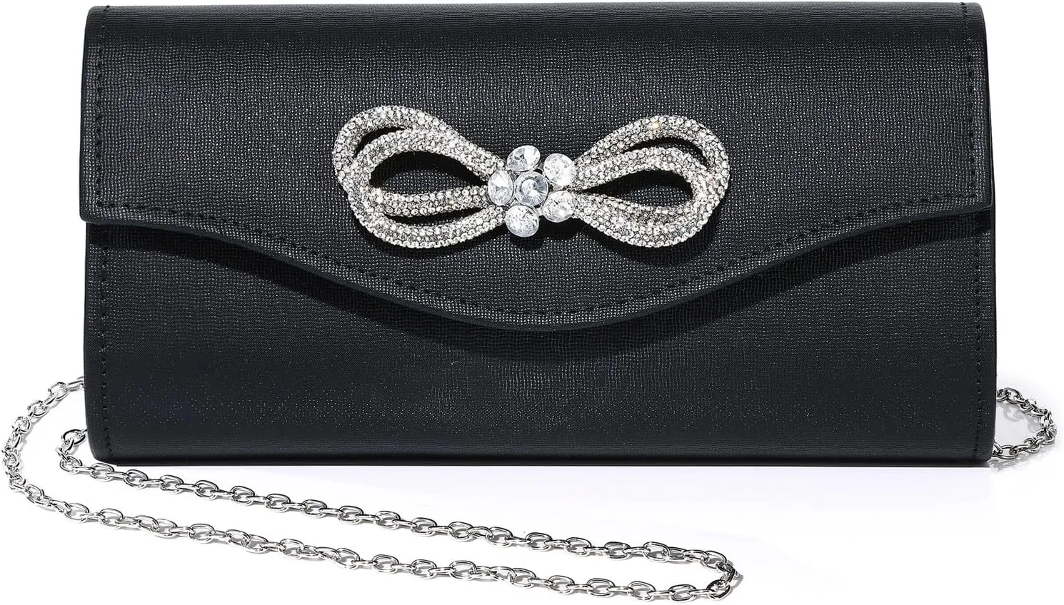 Gurina Evening Clutch Purses for Women Formal Party Clutch Bags Cocktail Prom Shoulder Handbags Shiny Crystal Bow Flap Purses