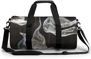 Gym Bag for Men Women,Silver Lines And Curves Printed Workout Bags,Small Travel Duffle Bags for Traveling Overnight Weekender Bag Personal Item Travel Bag Large Sport Bag