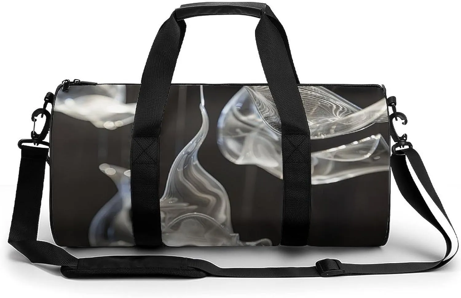 Gym Bag for Men Women,Silver Lines And Curves Printed Workout Bags,Small Travel Duffle Bags for Traveling Overnight Weekender Bag Personal Item Travel Bag Large Sport Bag
