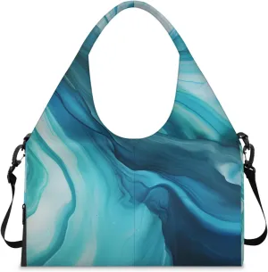 Gym Bag for Women Colorful Wood Board Duffel Bag with Shoe Compartment and Yoga Mat Holder Portable Weekender Bags