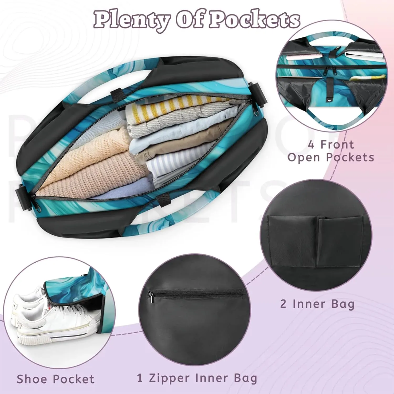 Gym Bag for Women Colorful Wood Board Duffel Bag with Shoe Compartment and Yoga Mat Holder Portable Weekender Bags