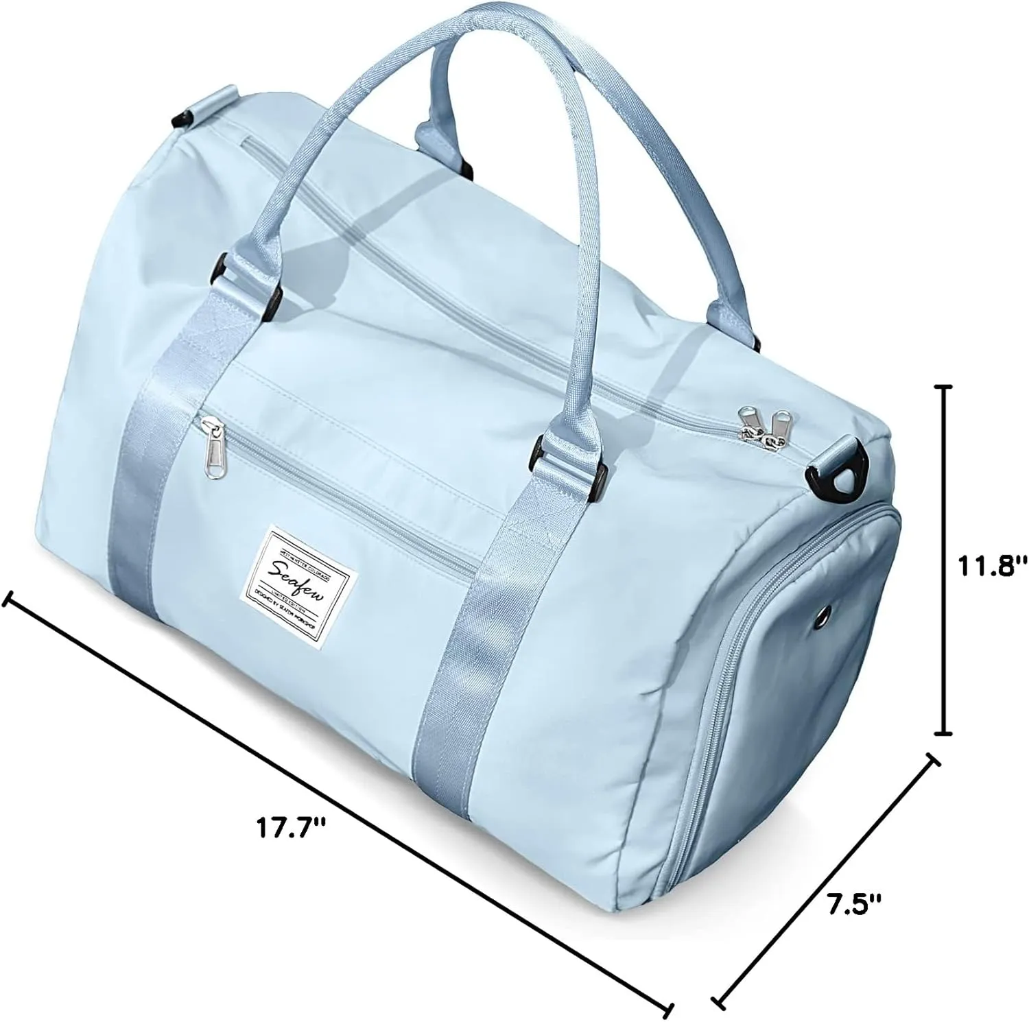 Gym Bag for Women Men with Shoes Compartment,Sports Duffle Bag Personal item travel Duffel Bags Tote Bag Small Carry on Weekender Overnight Bag Workout Dance Bag Hospital Holdalls Light Blue