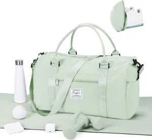 Gym Bag for Women Men with Shoes Compartment,Sports Duffle Bag Personal item travel Duffel Bags Tote Bag Small Carry on Weekender Overnight Bag Workout Dance Bag Hospital Holdalls Mint Green
