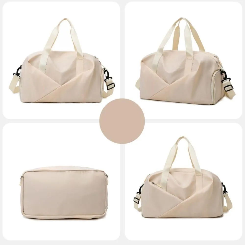 Gym Bag for Women,Sports Travel Duffel Bag, Weekender Overnight Bag with Wet Pocket and Shoes Compartment for Women, Travel,Workout,Gym, Yoga 638DA (Beige)