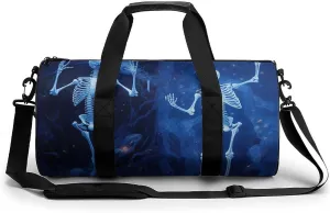 Gym Bag Skeleton on Display Printed Backpack Duffle Bag Yoga Bag with Dry Wet Separated Pocket