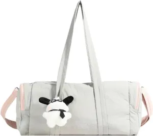 Gym Bag Travel Duffel Carry On Tote Bag for Women with Kawaii Accessories Sports Waterproof Lightweight Shoulder Bag (Gray)
