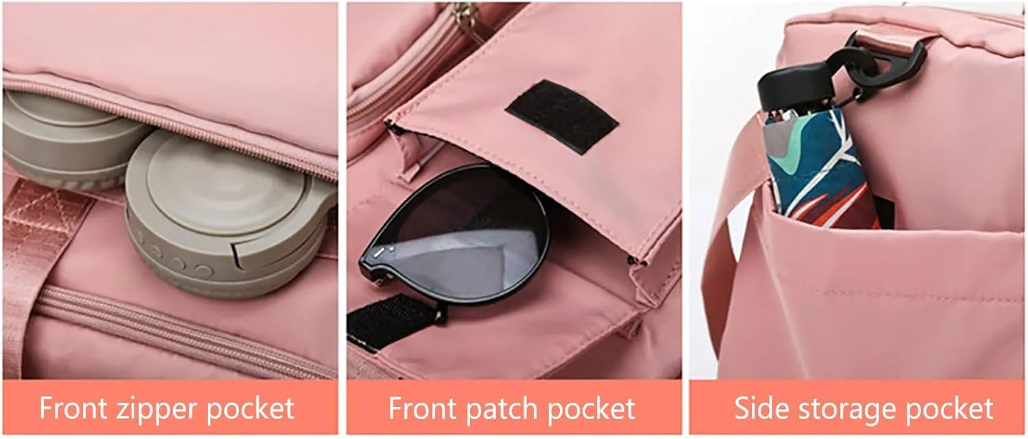 Gym Bag Women with Shoes Compartment,28L Travel Duffel Bags,Reusable Gym Duffle Bag for Yoga Sports Workout Travel