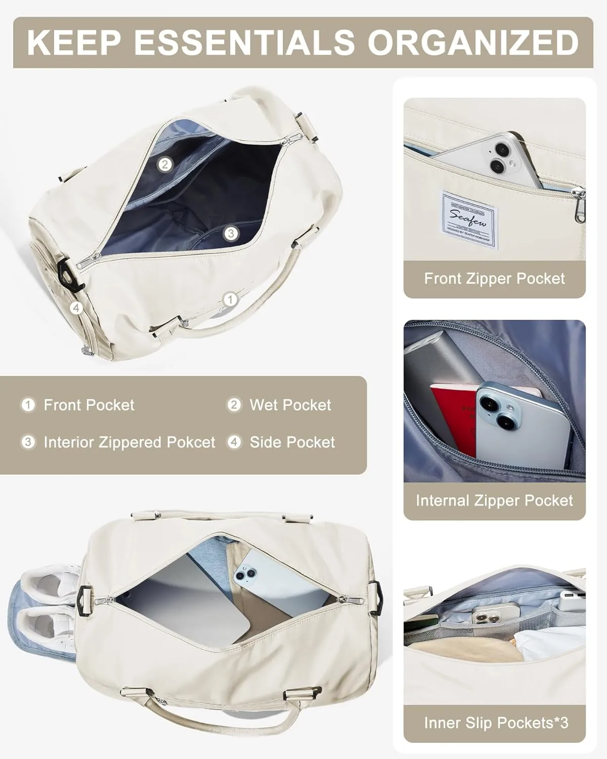 Gym Bag Womens Mens with Shoes Compartment and Wet Pocket Travel Duffel Bag for Women for Plane Sport Gym Tote Bags Swimming Yoga Small Waterproof Weekend Overnight Carry on Bag Hospital Holdalls