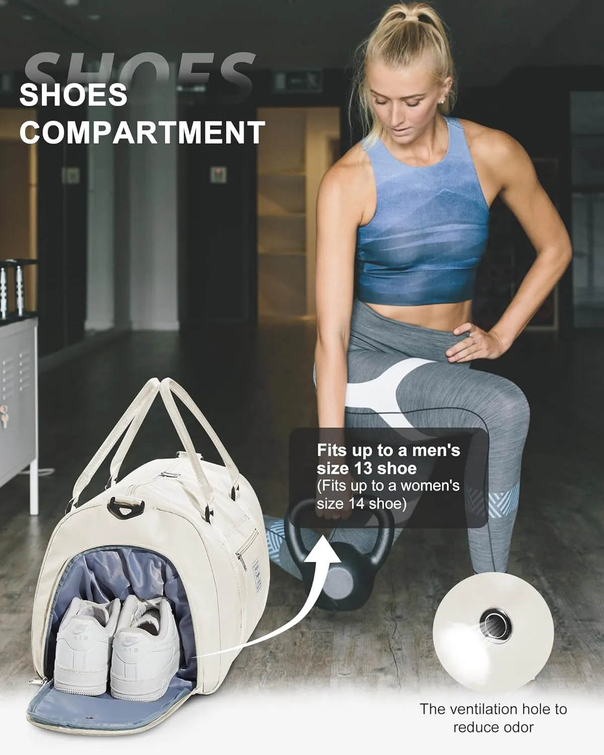 Gym Bag Womens Mens with Shoes Compartment and Wet Pocket Travel Duffel Bag for Women for Plane Sport Gym Tote Bags Swimming Yoga Small Waterproof Weekend Overnight Carry on Bag Hospital Holdalls