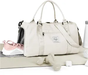 Gym Bag Womens Mens with Shoes Compartment and Wet Pocket Travel Duffel Bag for Women for Plane Sport Gym Tote Bags Swimming Yoga Small Waterproof Weekend Overnight Carry on Bag Hospital Holdalls
