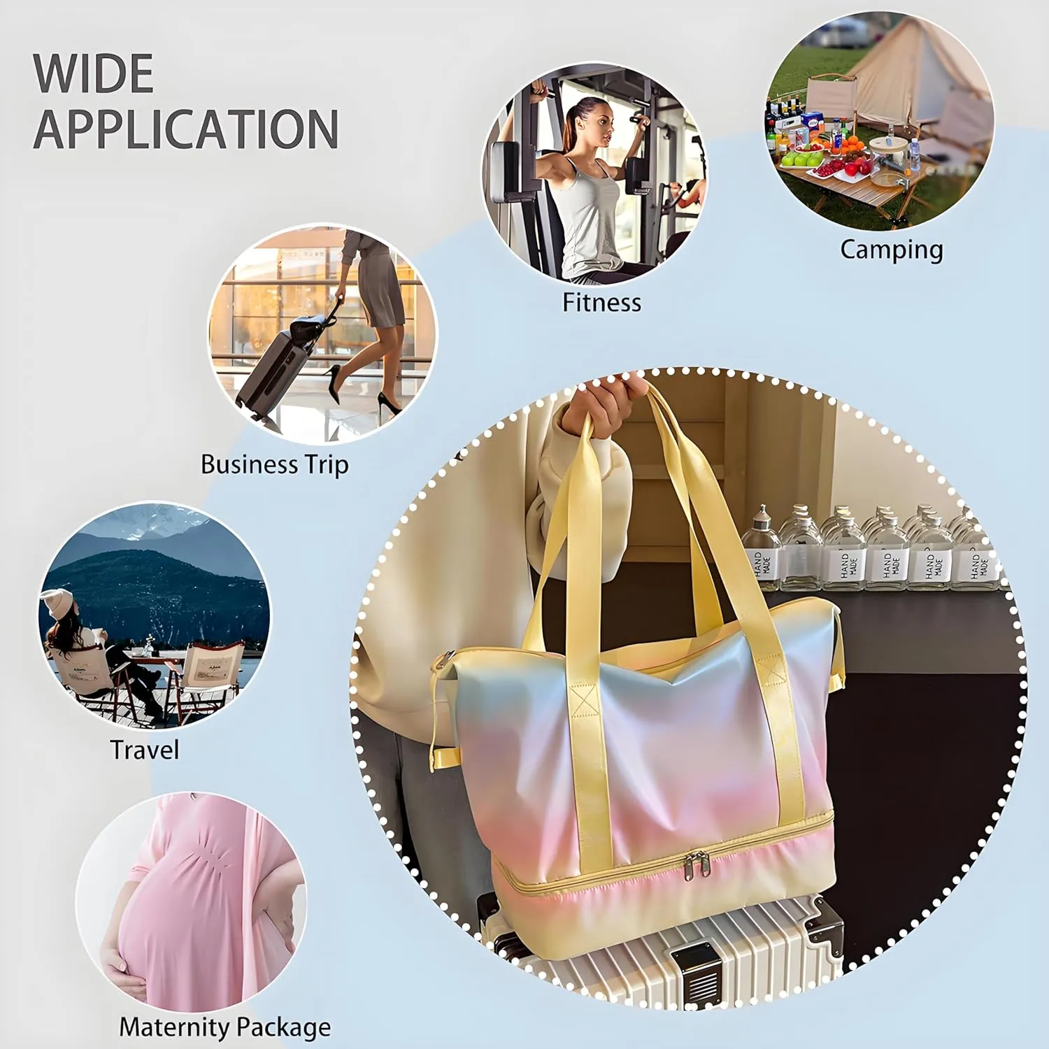 Gym Bag Womens Mens with Shoes Compartment and Wet Pocket Travel Duffel Bag for Women for Plane Sport Gym Tote Bags Swimming Yoga Waterproof Weekend Overnight Bag Carry on Bag Hospital Holdalls