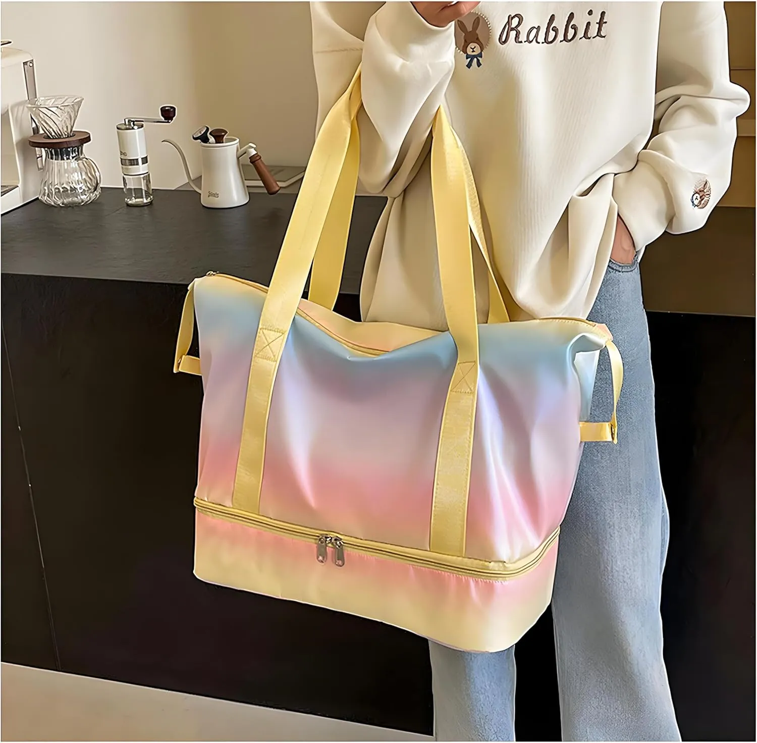 Gym Bag Womens Mens with Shoes Compartment and Wet Pocket Travel Duffel Bag for Women for Plane Sport Gym Tote Bags Swimming Yoga Waterproof Weekend Overnight Bag Carry on Bag Hospital Holdalls