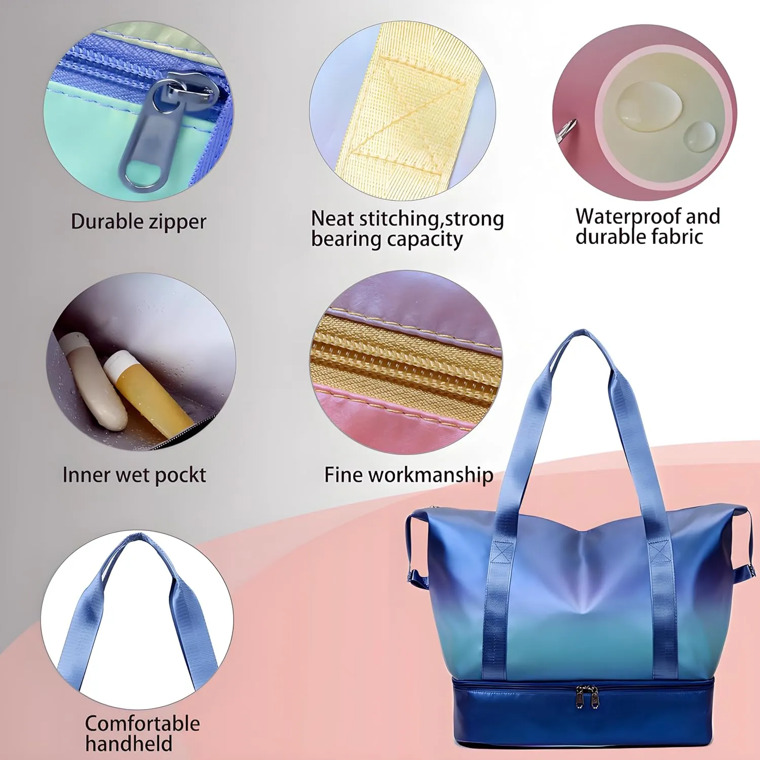Gym Bag Womens Mens with Shoes Compartment and Wet Pocket Travel Duffel Bag for Women for Plane Sport Gym Tote Bags Swimming Yoga Waterproof Weekend Overnight Bag Carry on Bag Hospital Holdalls