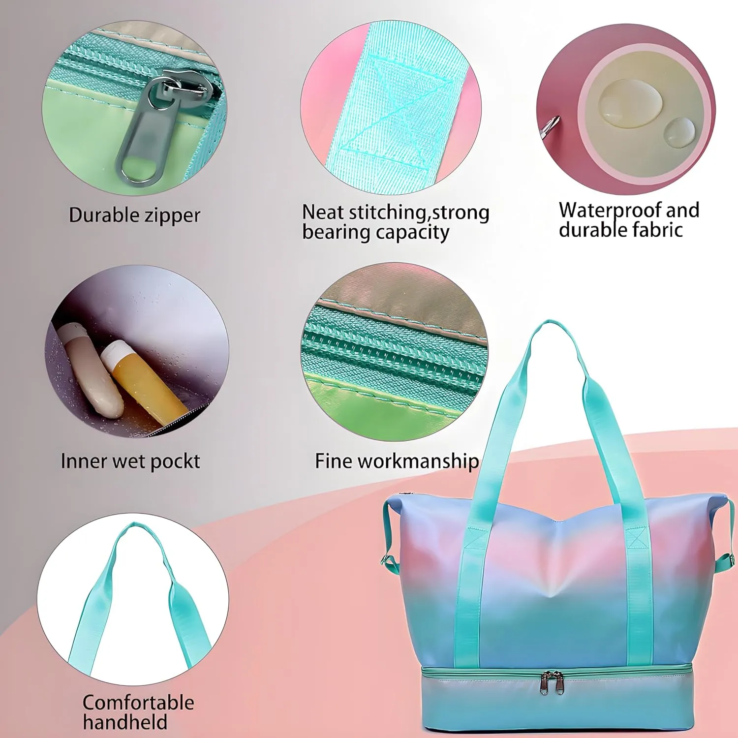 Gym Bag Womens Mens with Shoes Compartment and Wet Pocket Travel Duffel Bag for Women for Plane Sport Gym Tote Bags Swimming Yoga Waterproof Weekend Overnight Bag Carry on Bag Hospital Holdalls