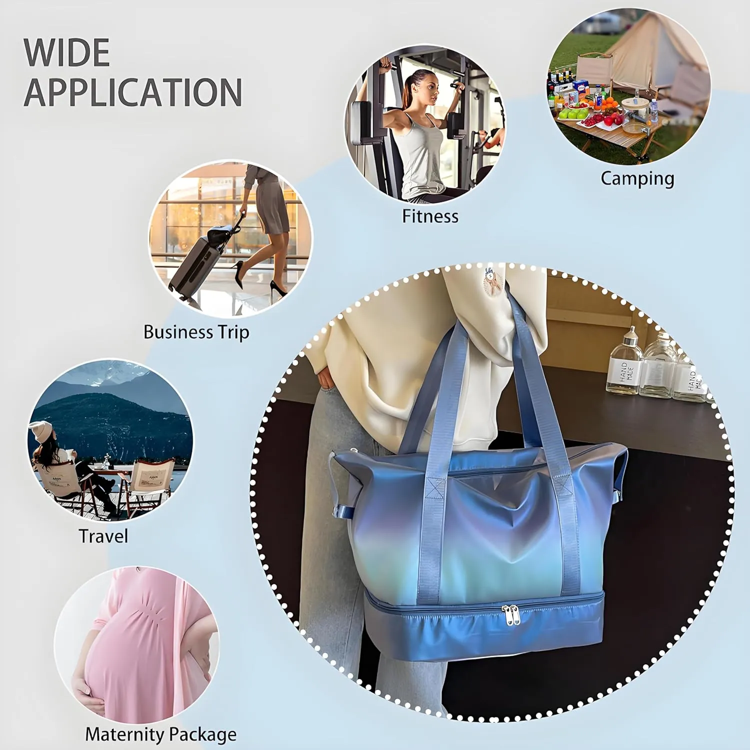 Gym Bag Womens Mens with Shoes Compartment and Wet Pocket Travel Duffel Bag for Women for Plane Sport Gym Tote Bags Swimming Yoga Waterproof Weekend Overnight Bag Carry on Bag Hospital Holdalls