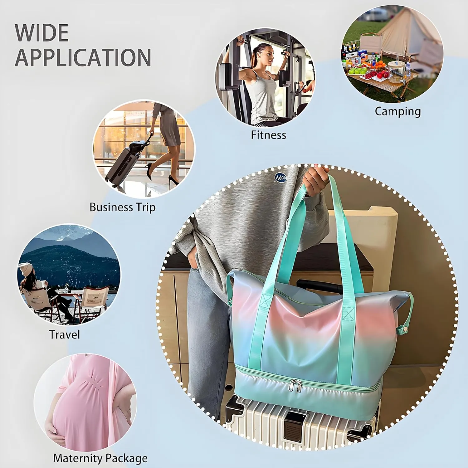 Gym Bag Womens Mens with Shoes Compartment and Wet Pocket Travel Duffel Bag for Women for Plane Sport Gym Tote Bags Swimming Yoga Waterproof Weekend Overnight Bag Carry on Bag Hospital Holdalls