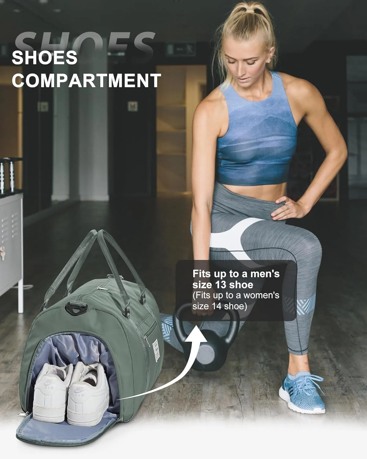 Gym Bag Womens Mens with Shoes Compartment and Wet Pocket Travel Duffel Bag for Women for Plane Sport Gym Tote Bags with Toiletry Bags Waterproof Weekend Overnight Carry on Bag Hospital Holdalls