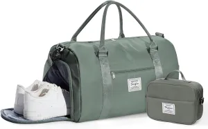 Gym Bag Womens Mens with Shoes Compartment and Wet Pocket Travel Duffel Bag for Women for Plane Sport Gym Tote Bags with Toiletry Bags Waterproof Weekend Overnight Carry on Bag Hospital Holdalls