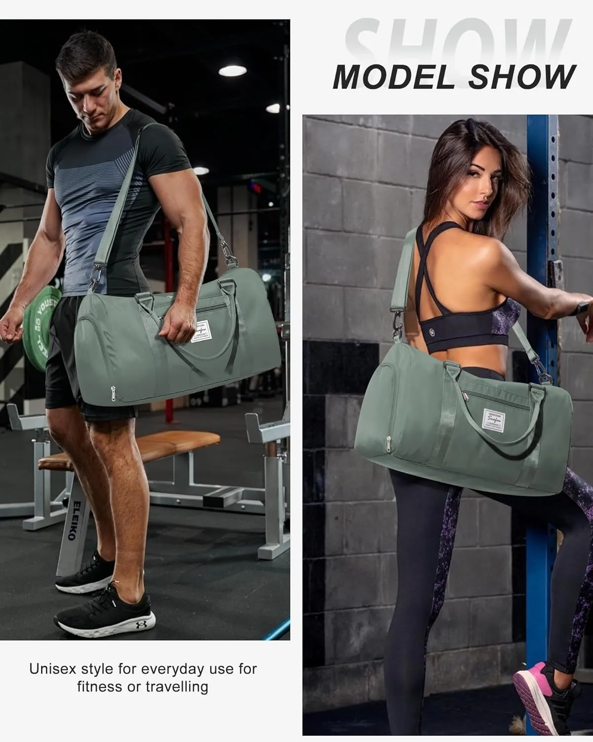Gym Bag Womens Mens with Shoes Compartment and Wet Pocket Travel Duffel Bag for Women for Plane Sport Gym Tote Bags with Toiletry Bags Waterproof Weekend Overnight Carry on Bag Hospital Holdalls