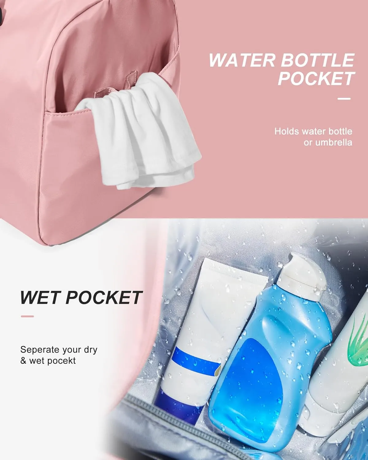 Gym Bag Womens Mens with Shoes Compartment and Wet Pocket Travel Duffel Bag for Women for PlaneSport Gym Tote Bags Swimming Yoga Small Waterproof Weekend Overnight Carry on Bag Hospital Holdalls