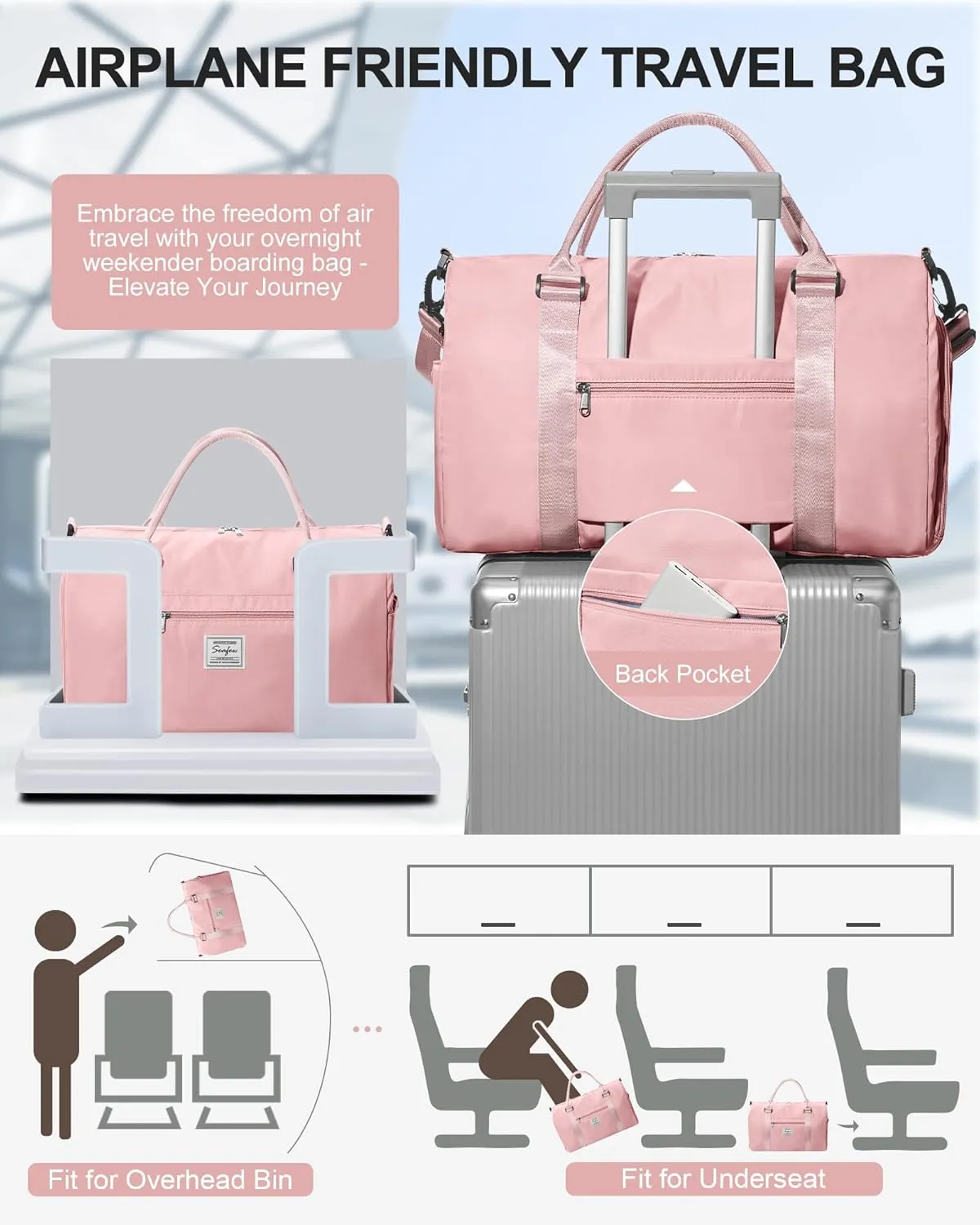 Gym Bag Womens Mens with Shoes Compartment and Wet Pocket Travel Duffel Bag for Women for PlaneSport Gym Tote Bags Swimming Yoga Small Waterproof Weekend Overnight Carry on Bag Hospital Holdalls