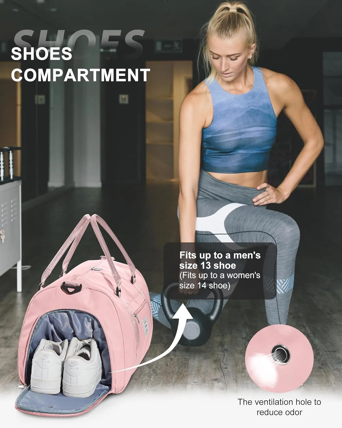 Gym Bag Womens Mens with Shoes Compartment and Wet Pocket Travel Duffel Bag for Women for PlaneSport Gym Tote Bags Swimming Yoga Small Waterproof Weekend Overnight Carry on Bag Hospital Holdalls