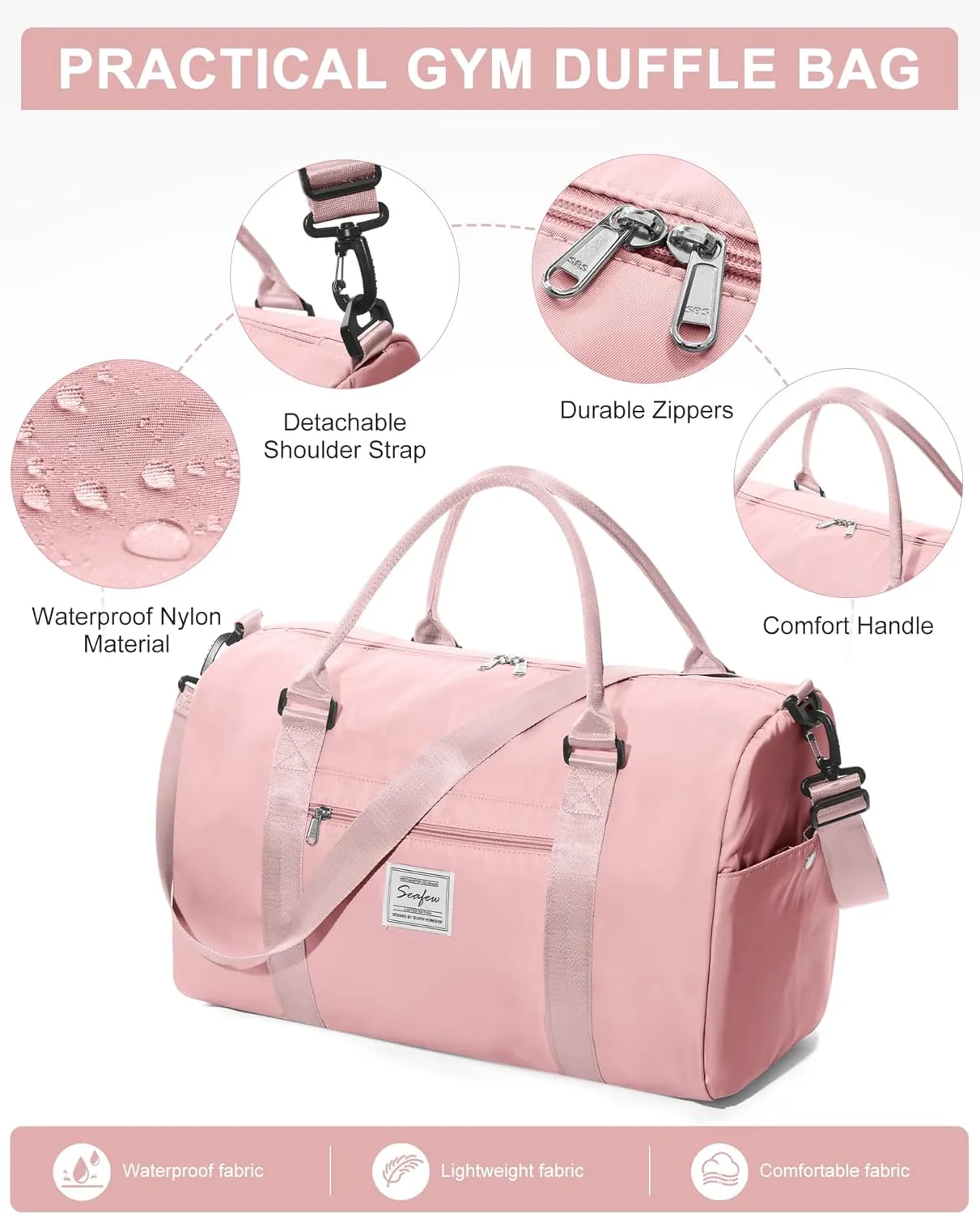 Gym Bag Womens Mens with Shoes Compartment and Wet Pocket Travel Duffel Bag for Women for PlaneSport Gym Tote Bags Swimming Yoga Small Waterproof Weekend Overnight Carry on Bag Hospital Holdalls