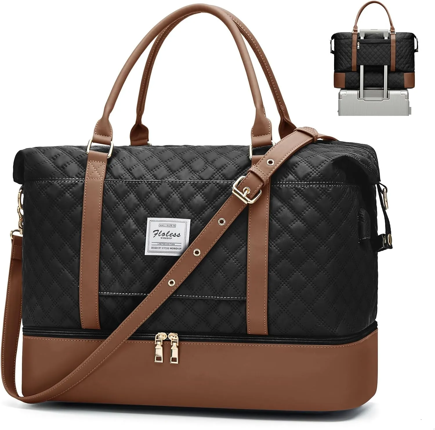 Gym Bag Womens Mens with Shoes Compartment and Wet Pocket,Travel Duffel Bag for Plane,Sport Gym Tote Bags Swimming Yoga,Waterproof Weekend Overnight Carry on Bag Hospital Holdalls