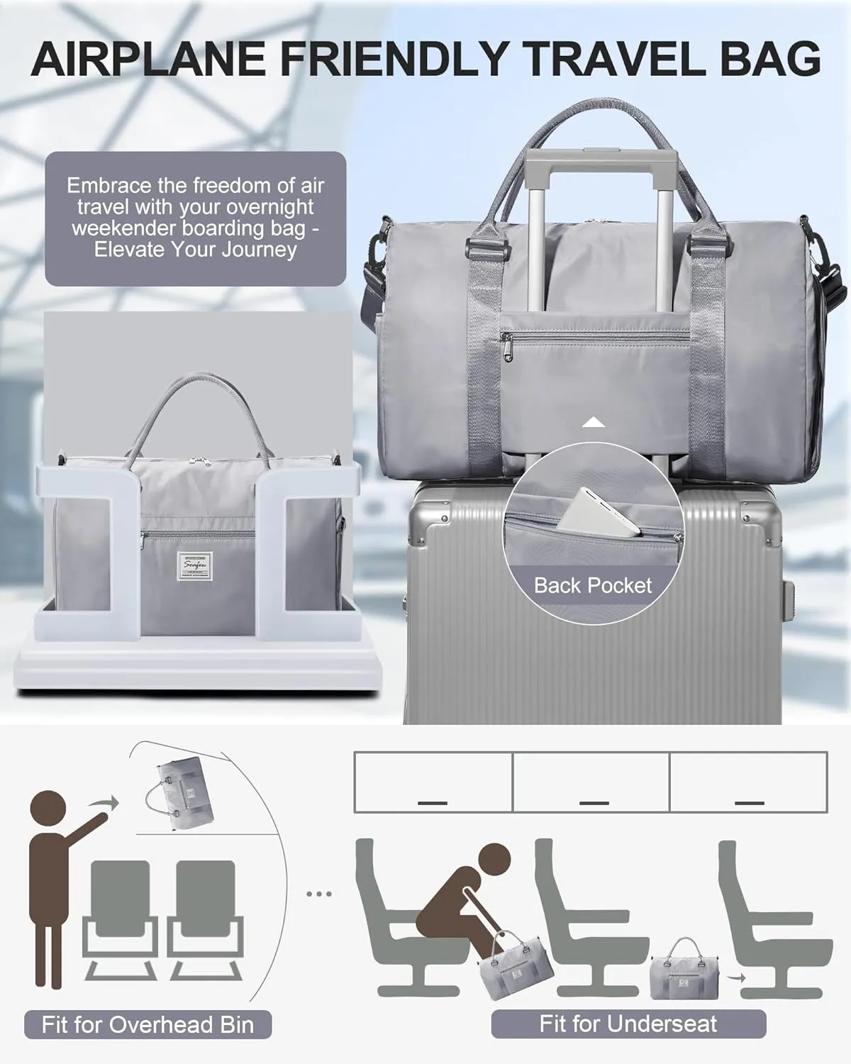 Gym Bag Womens Mens with Shoes Compartment and Wet PocketTravel Duffel Bag for Women for Plane, port Gym Tote Bags Swimming Yoga Small Waterproof Weekend Overnight Carry on Bag Hospital Holdalls