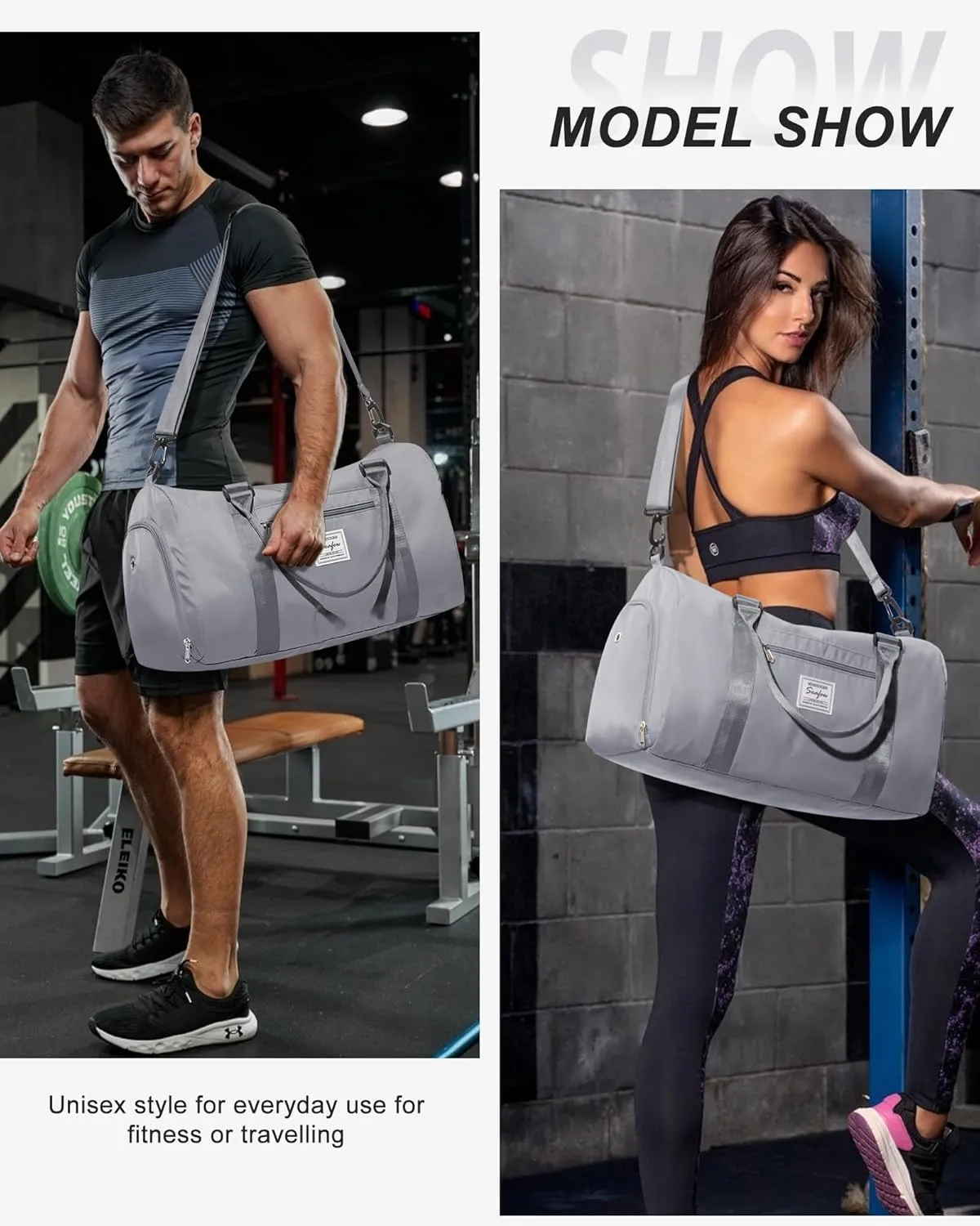 Gym Bag Womens Mens with Shoes Compartment and Wet PocketTravel Duffel Bag for Women for Plane, port Gym Tote Bags Swimming Yoga Small Waterproof Weekend Overnight Carry on Bag Hospital Holdalls