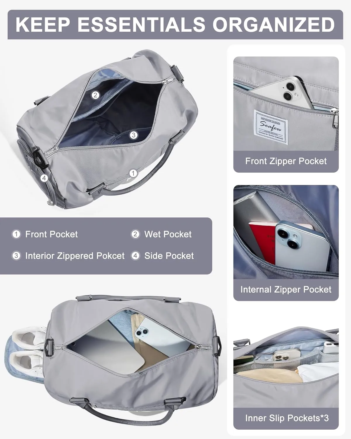 Gym Bag Womens Mens with Shoes Compartment and Wet PocketTravel Duffel Bag for Women for Plane, port Gym Tote Bags Swimming Yoga Small Waterproof Weekend Overnight Carry on Bag Hospital Holdalls