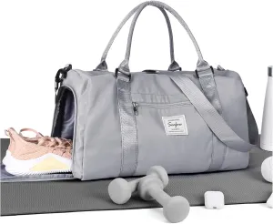 Gym Bag Womens Mens with Shoes Compartment and Wet PocketTravel Duffel Bag for Women for Plane, port Gym Tote Bags Swimming Yoga Small Waterproof Weekend Overnight Carry on Bag Hospital Holdalls