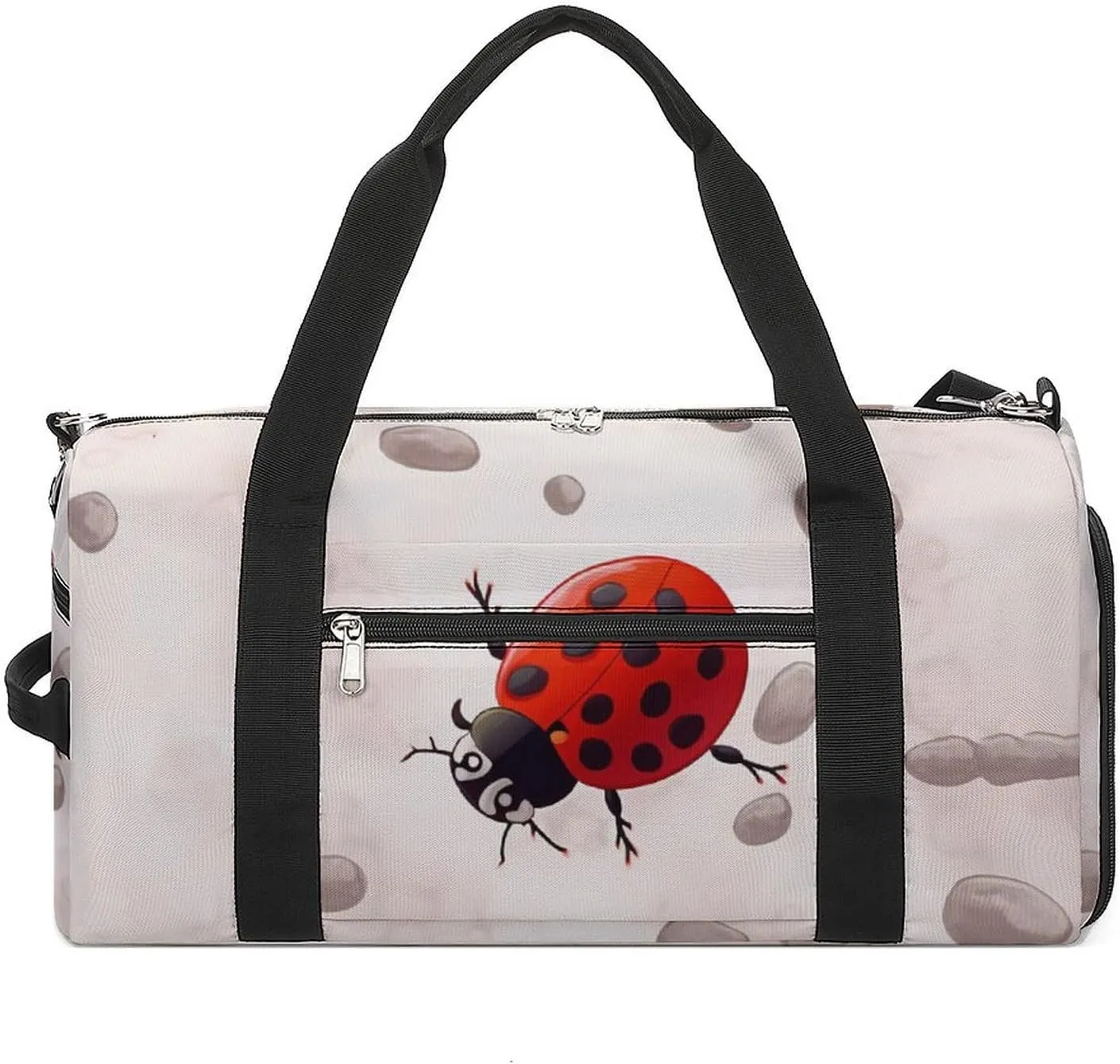 Gym Bags for Men Women Art Ladybug Tracks Duffle Bag Travel Overnight Bag with Shoe Compartment Tote Bags