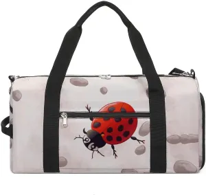 Gym Bags for Men Women Art Ladybug Tracks Duffle Bag Travel Overnight Bag with Shoe Compartment Tote Bags