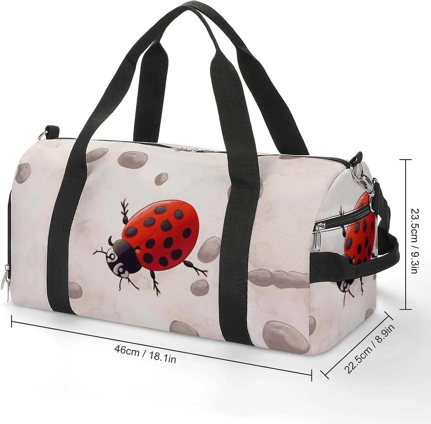 Gym Bags for Men Women Art Ladybug Tracks Duffle Bag Travel Overnight Bag with Shoe Compartment Tote Bags