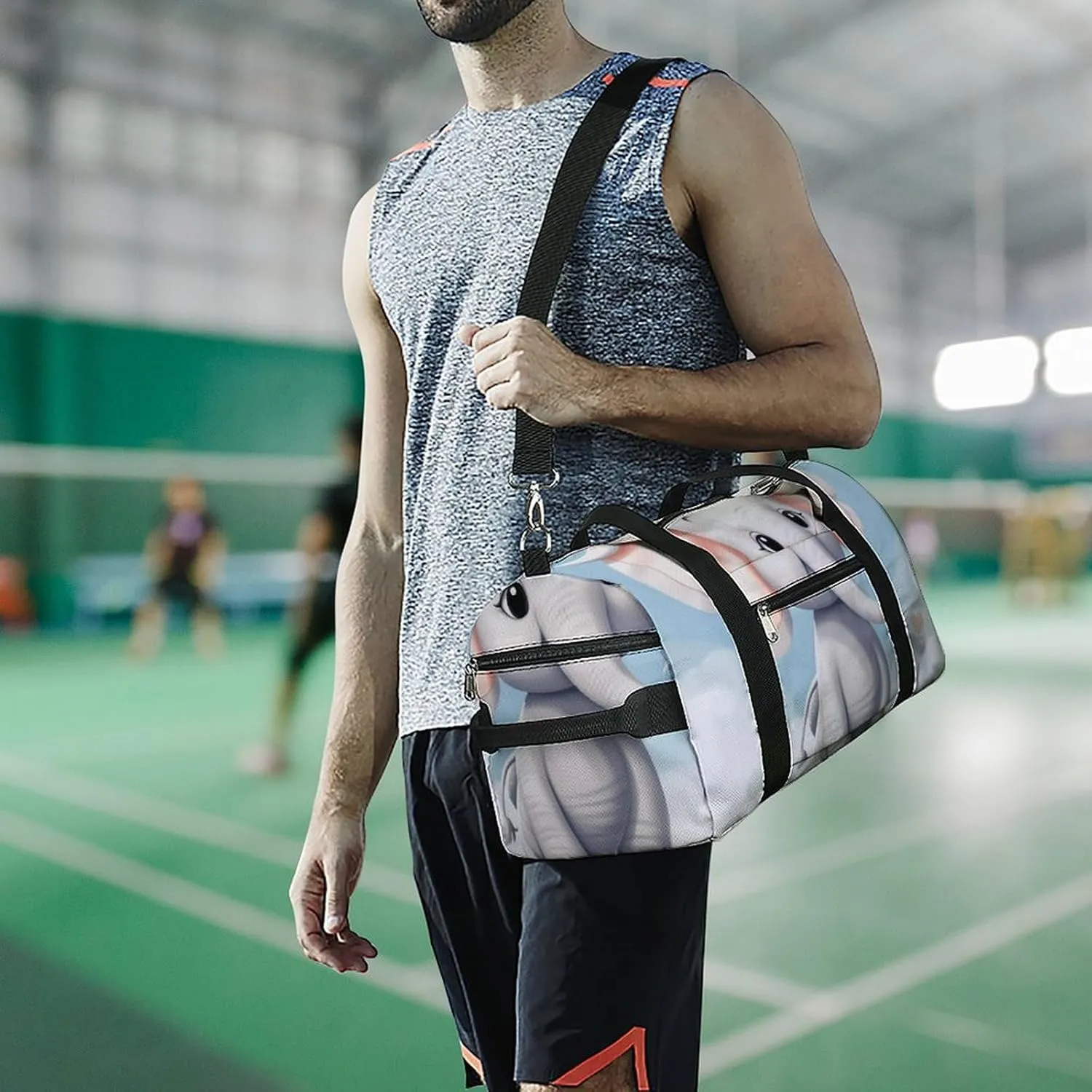 Gym Bags for Men Women Cute Elephant Duffle Bag Travel Overnight Bag with Shoe Compartment Tote Bags