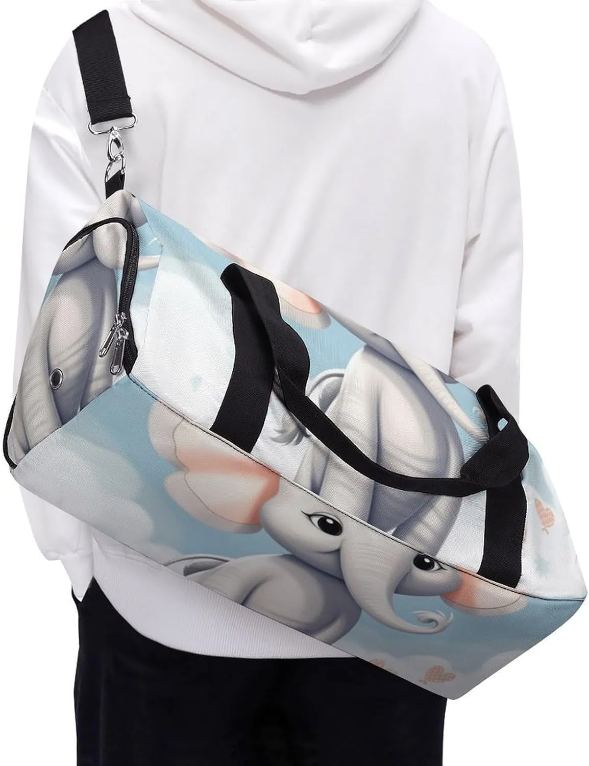 Gym Bags for Men Women Cute Elephant Duffle Bag Travel Overnight Bag with Shoe Compartment Tote Bags