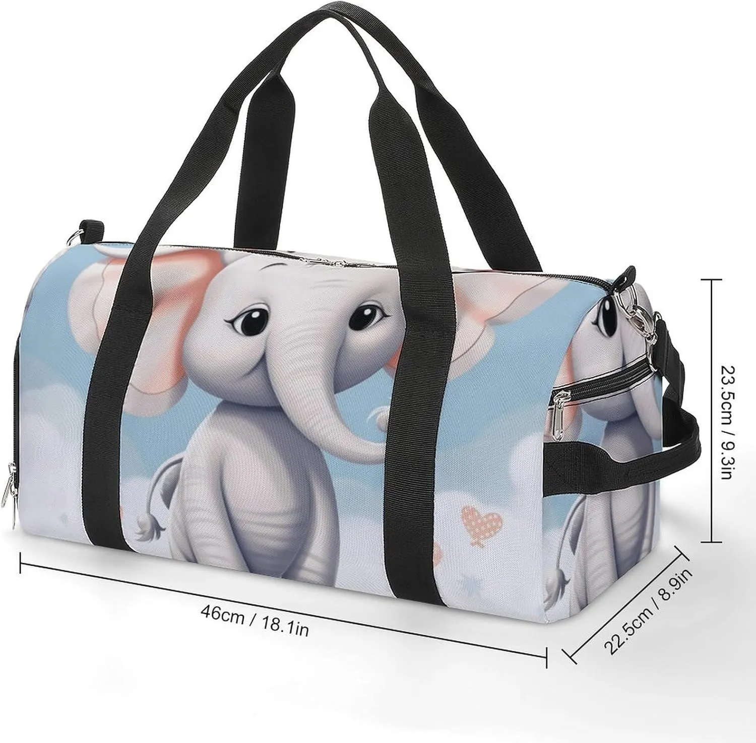 Gym Bags for Men Women Cute Elephant Duffle Bag Travel Overnight Bag with Shoe Compartment Tote Bags