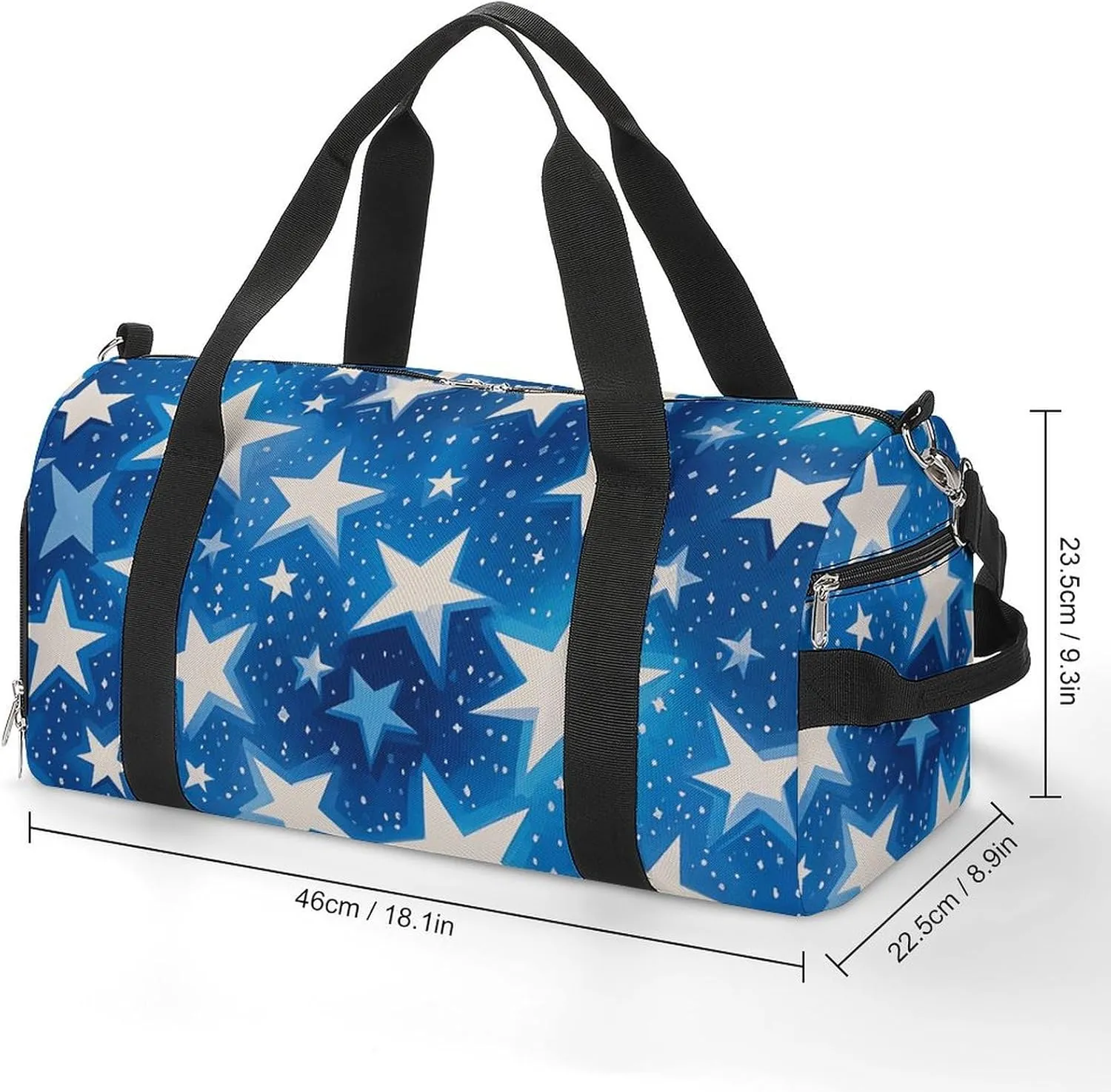Gym Bags Small Blue Shining Stars Pattern Duffel Bag Overnight Bag with Shoe Compartment Carryon Bag for Men Women