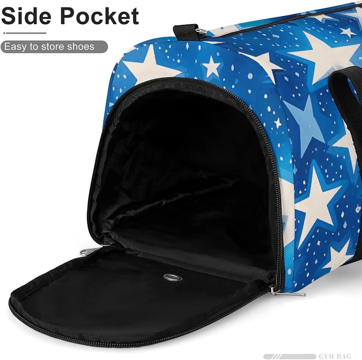 Gym Bags Small Blue Shining Stars Pattern Duffel Bag Overnight Bag with Shoe Compartment Carryon Bag for Men Women