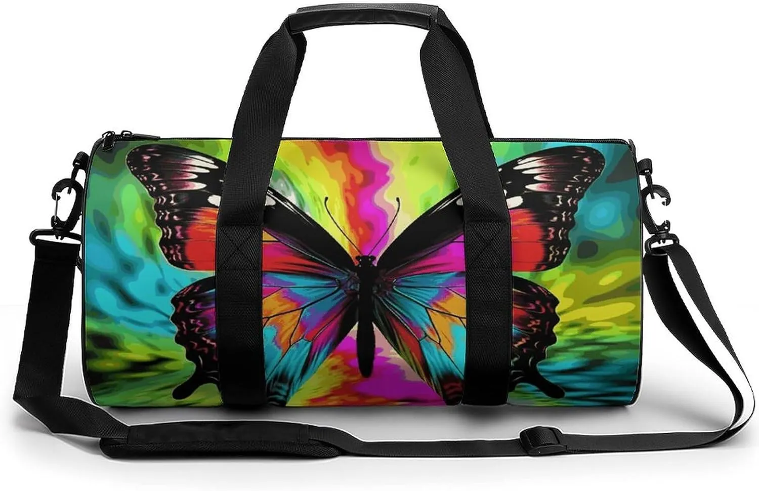 Gym Bags Small Colorful Butterfly Duffel Bag Overnight Bag with Shoe Compartment Carryon Bag for Men Women
